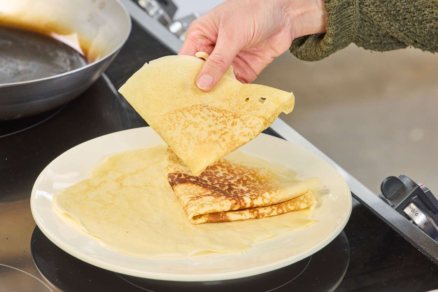 Crepes made in the Vollrath 12.5 Inch French Style Carbon Steel Fry Pan