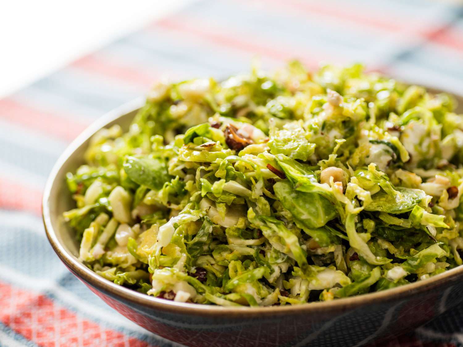 A bowl of Brussels sprouts salad.
