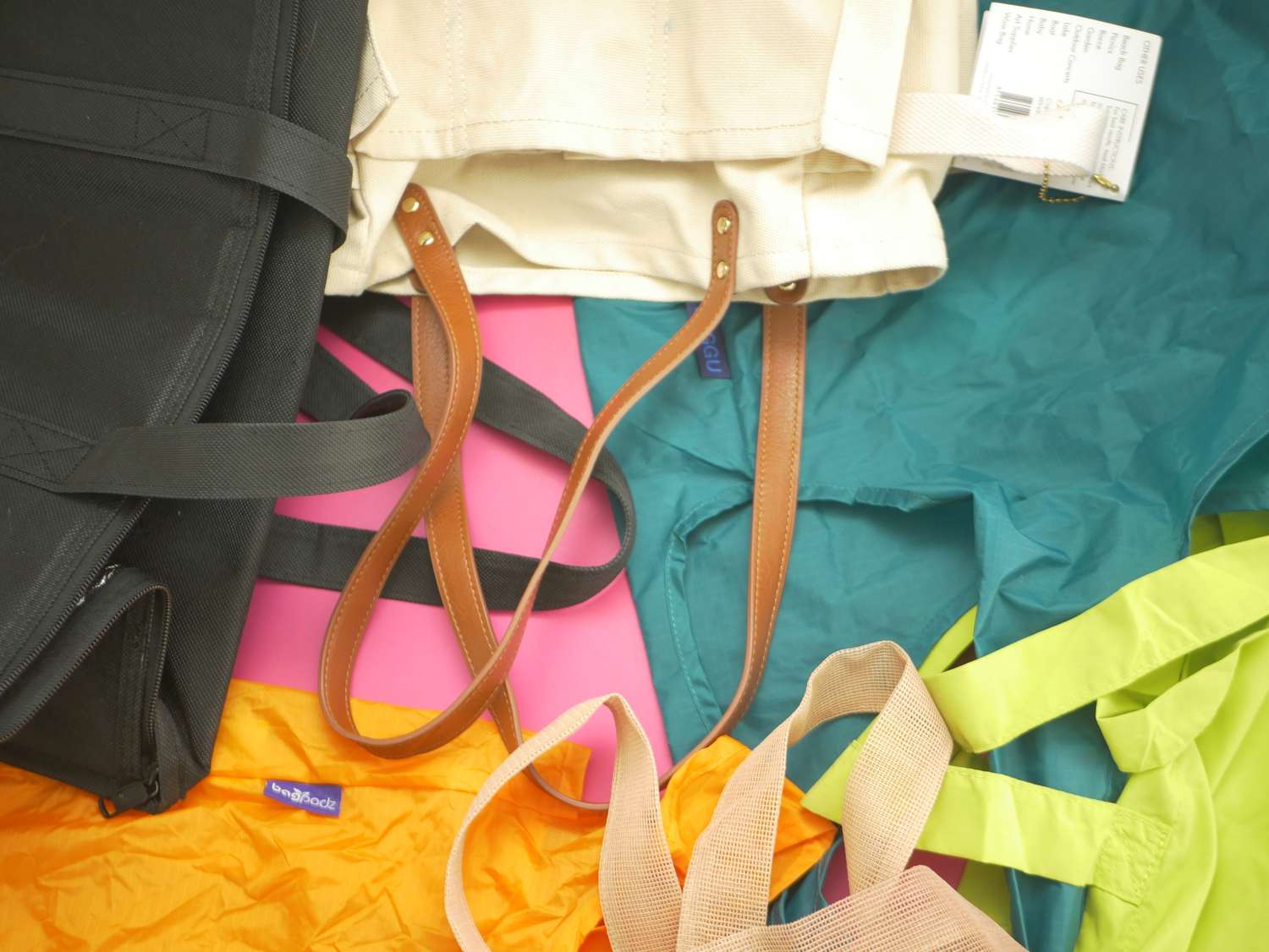 a variety of reusable grocery bags 