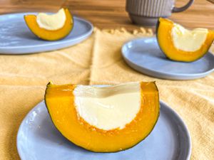 Side view of pumpkin custard