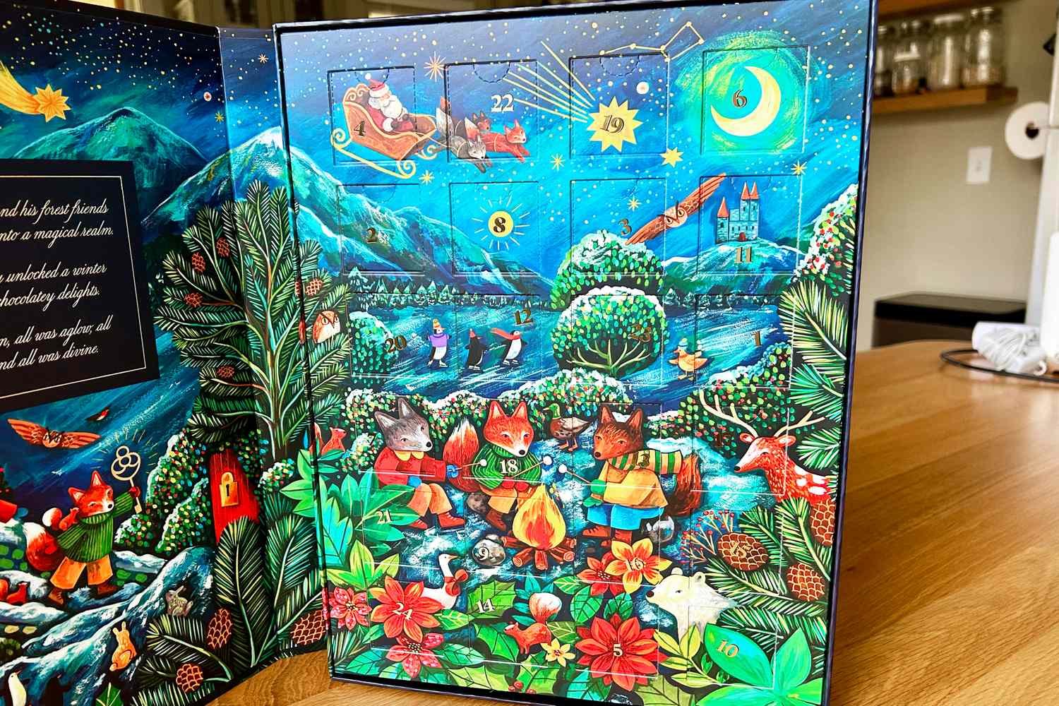 The inside of the Compartés chocolate Advent calendar