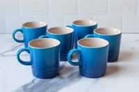 Le Creuset Espresso Mugs on a marble countertop