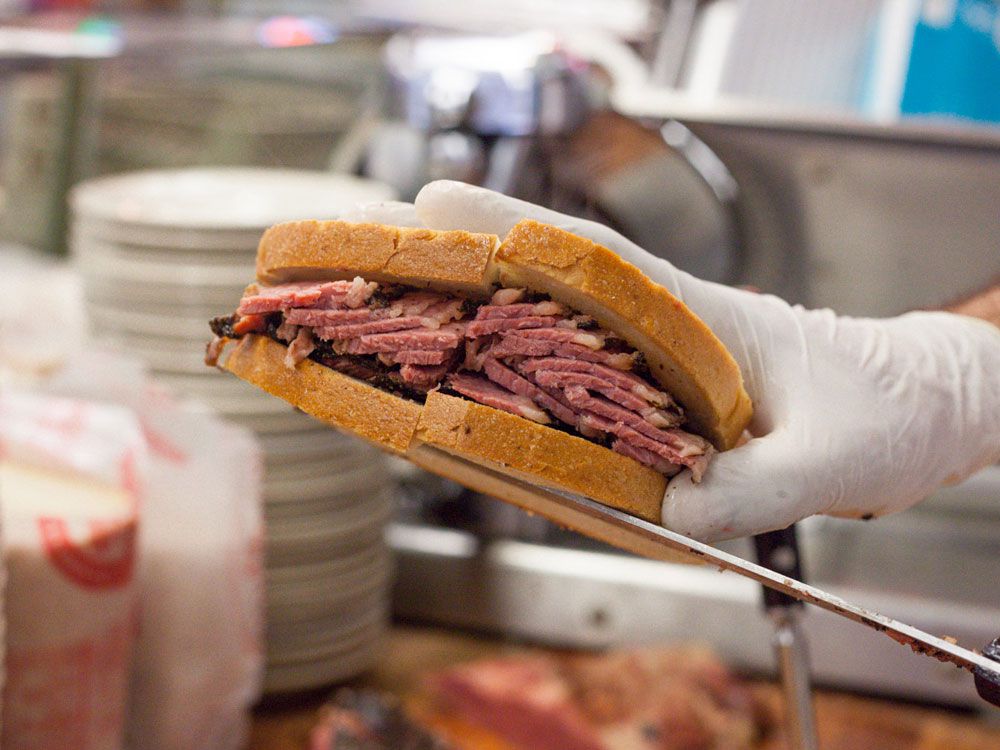 A pastrami sandwich from Katz's Deli in New York. 