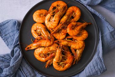 Jamaican pepper shrimp resting on a plate