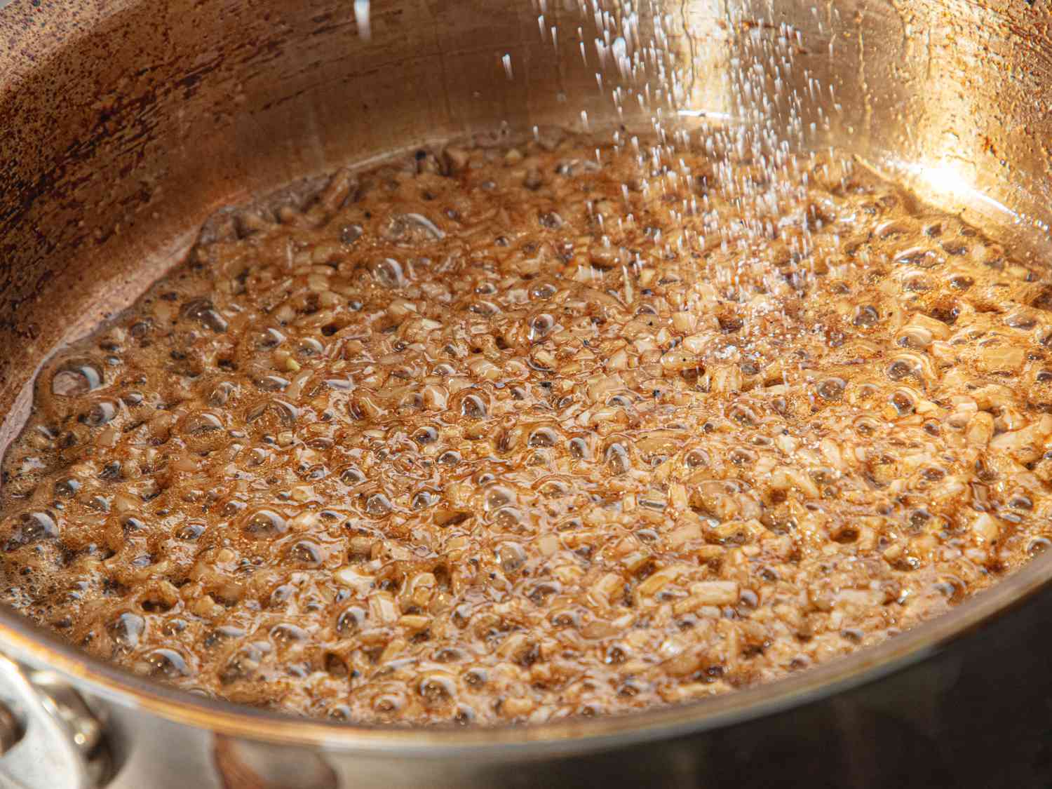 Overhead of salting onions