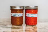 Two mason jars of juice