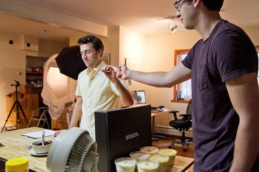 Taste testing different batches of homemade vanilla ice cream.