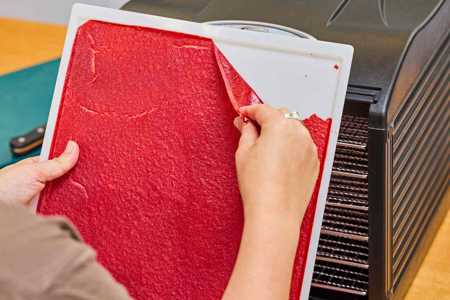 A person holding food leather