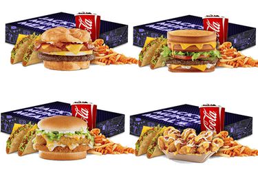 A four image collage of Jack in the Box Munchie meals