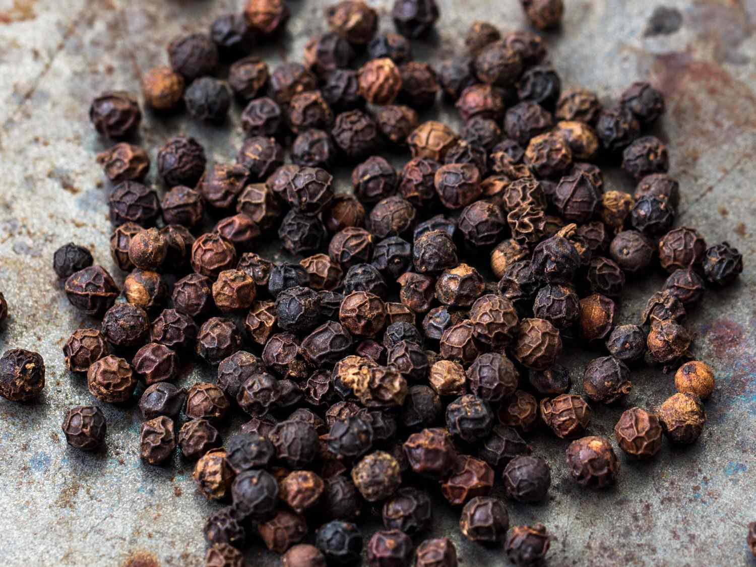 Close-up of Sarawak black peppercorns