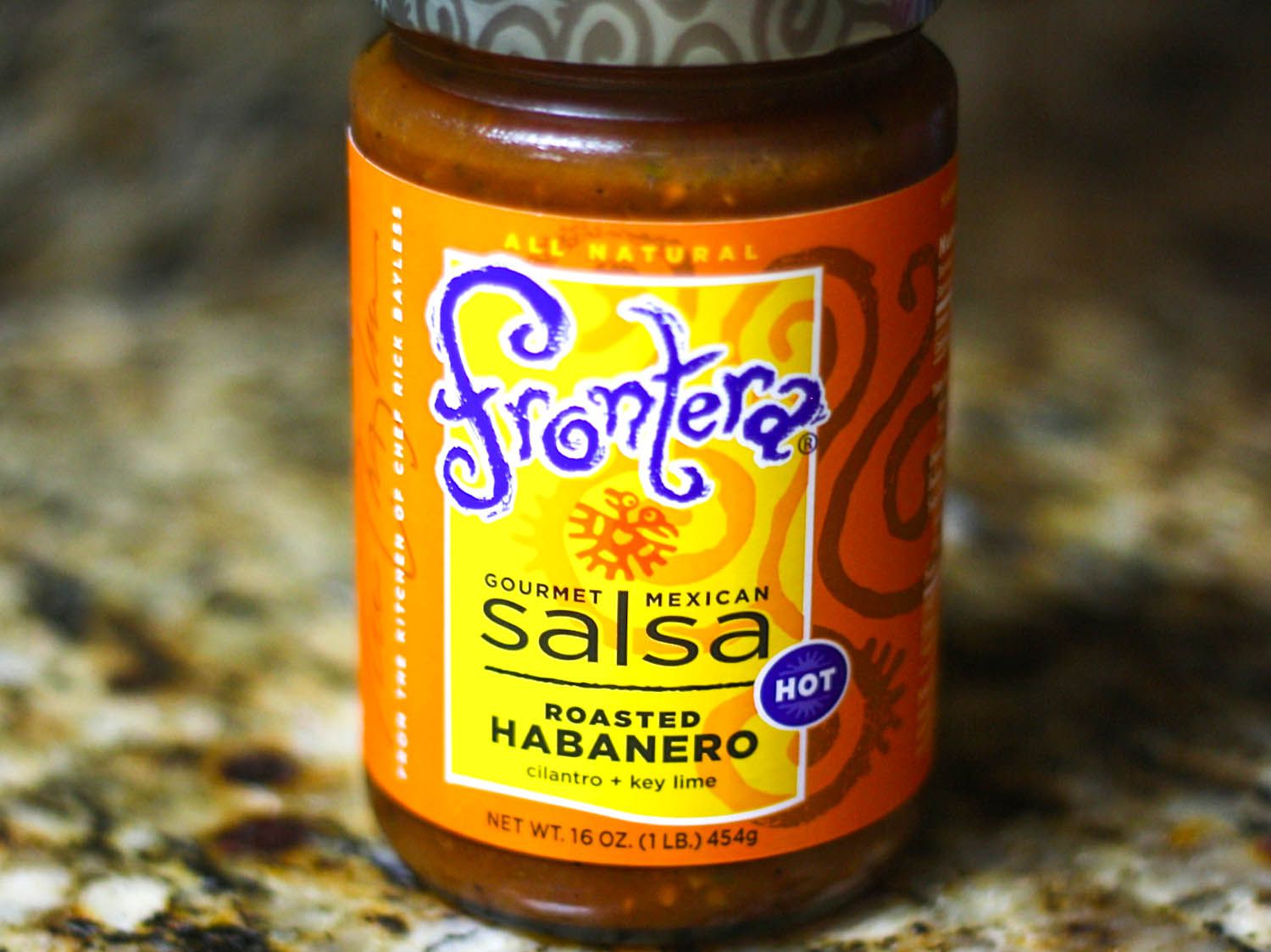 A jar of Frontera roasted habanero salsa. 