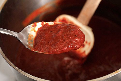 Blended chiles and broth