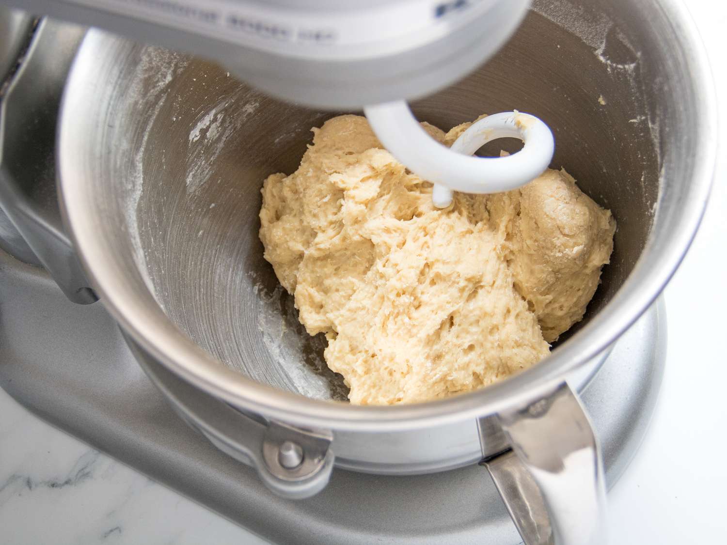 dough formed in a stand mixer bowl