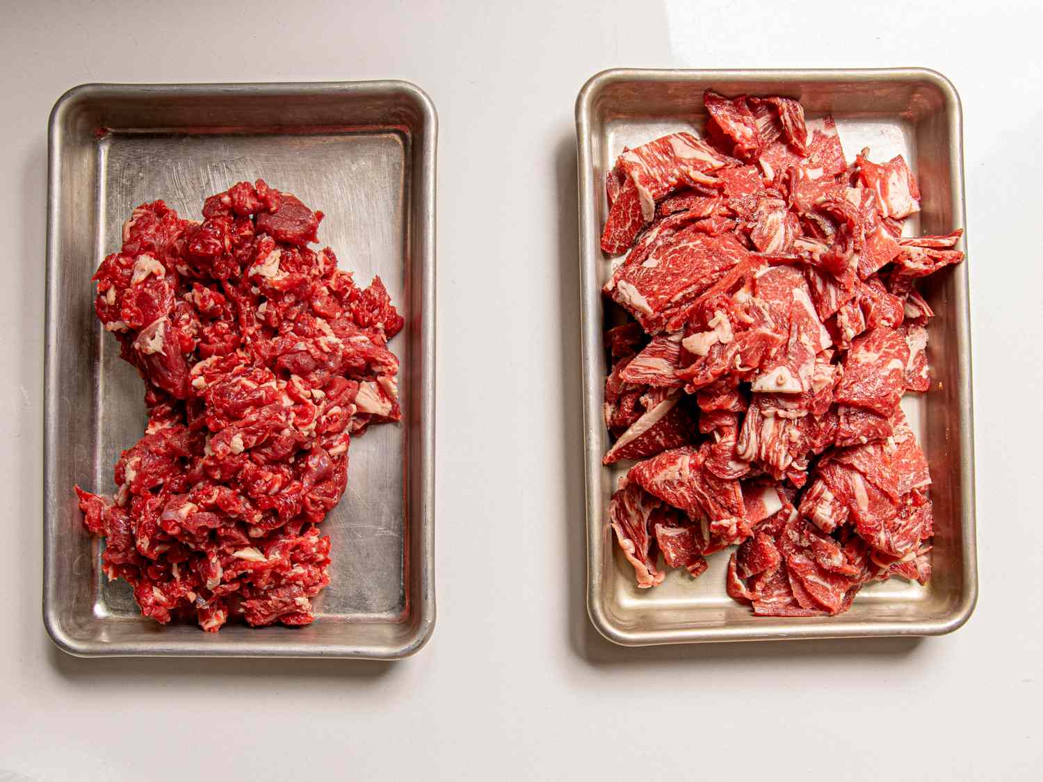 Two types of sliced beef