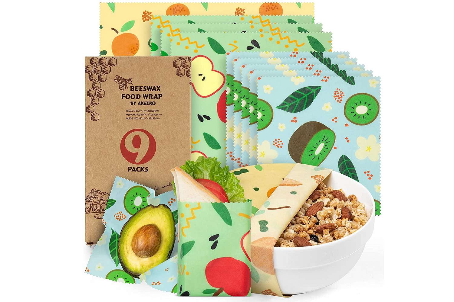 Reusable Food Wraps w/Beeswax Assorted