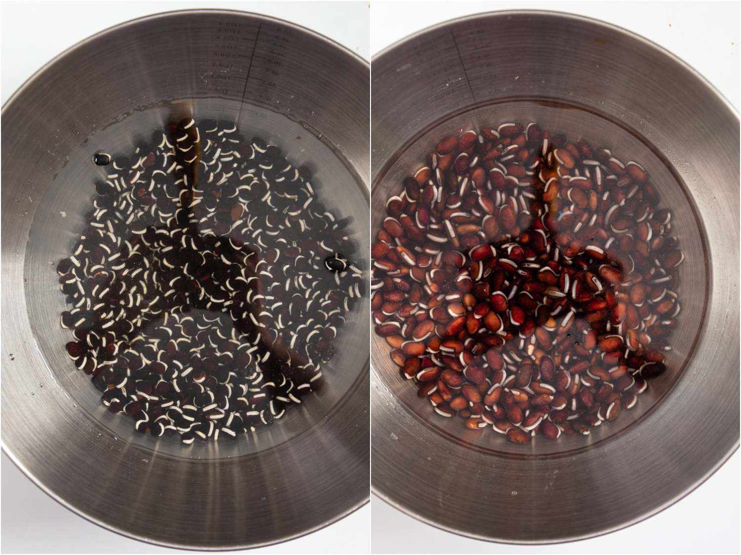 Njahi beans before and after soaking in salted water overnight