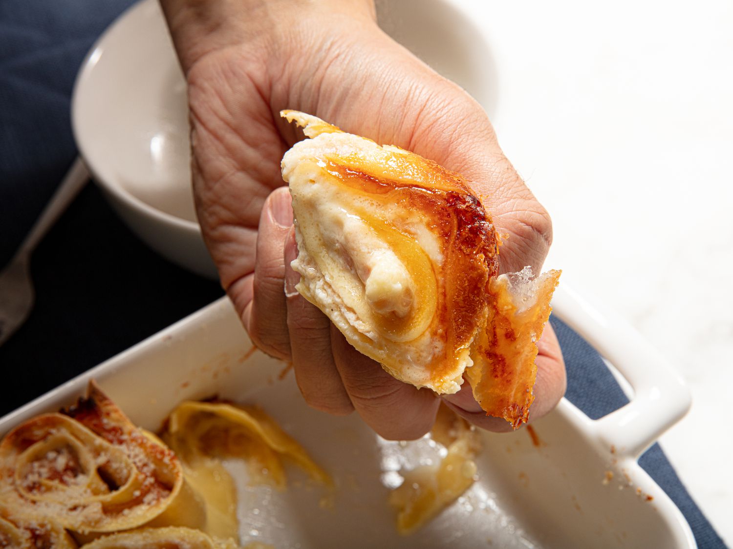 Showing bottom of the lasagna roll 