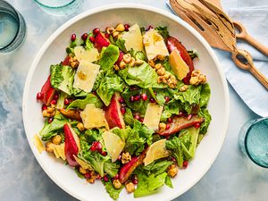 Overhead view of winter pear salad
