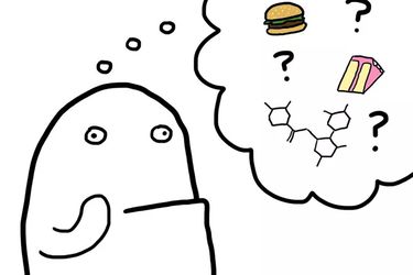 Illustration of a blob thinking about food