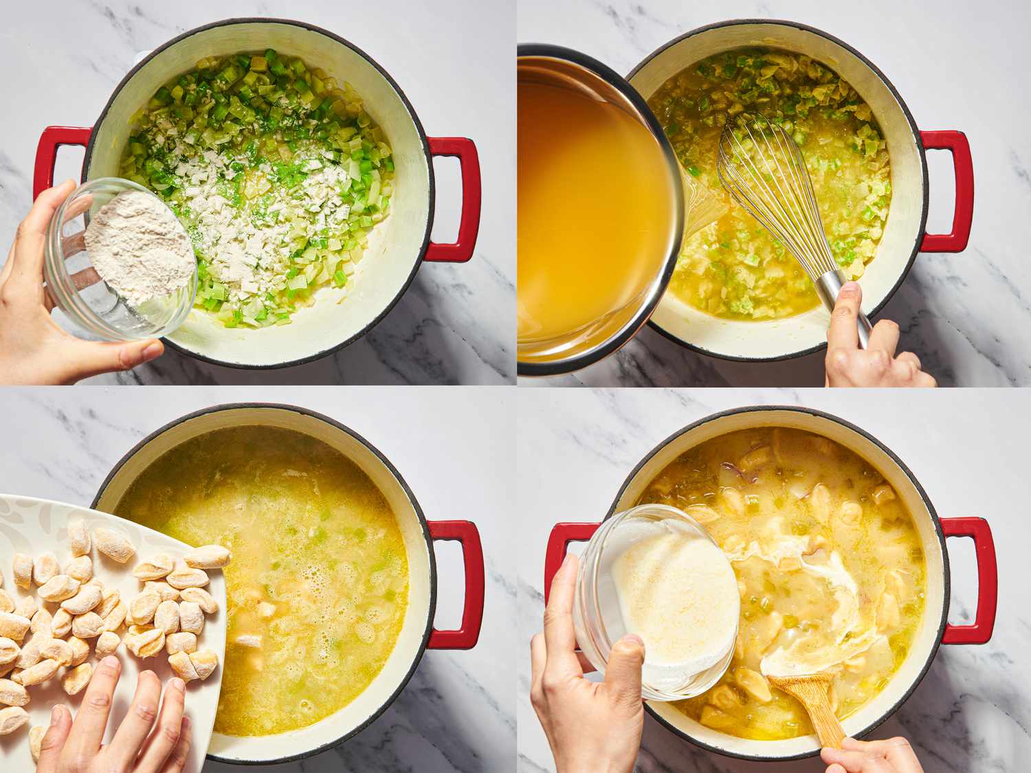 Overhead view of making knoephla