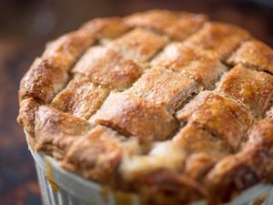 A golden baked lattice pie crust made with whole wheat flour