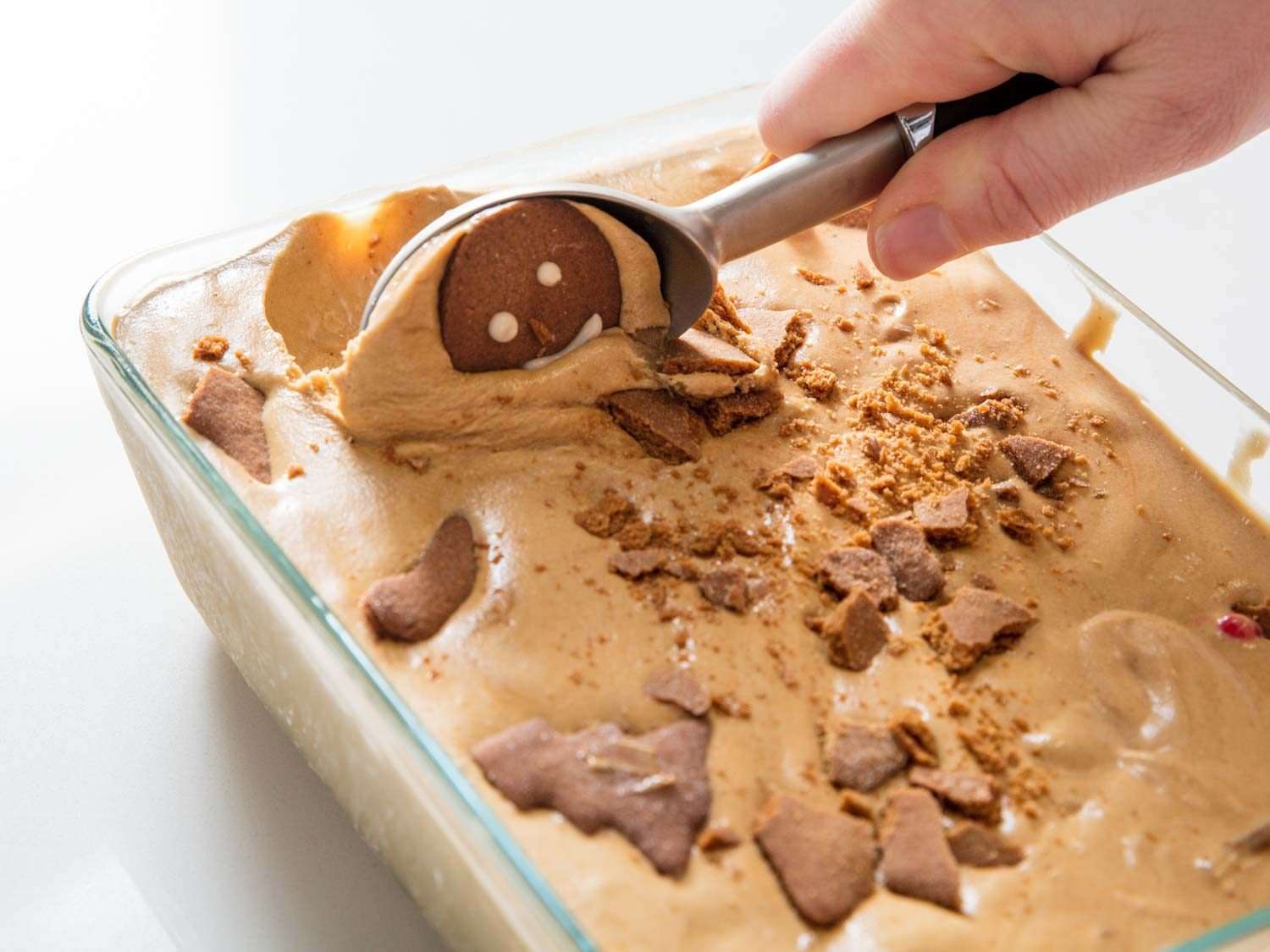 Scooping up gingerbread ice cream