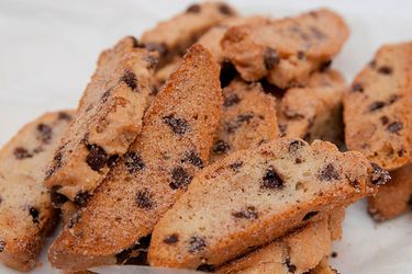 A plate piled with traditional Jewish Mandelbrot