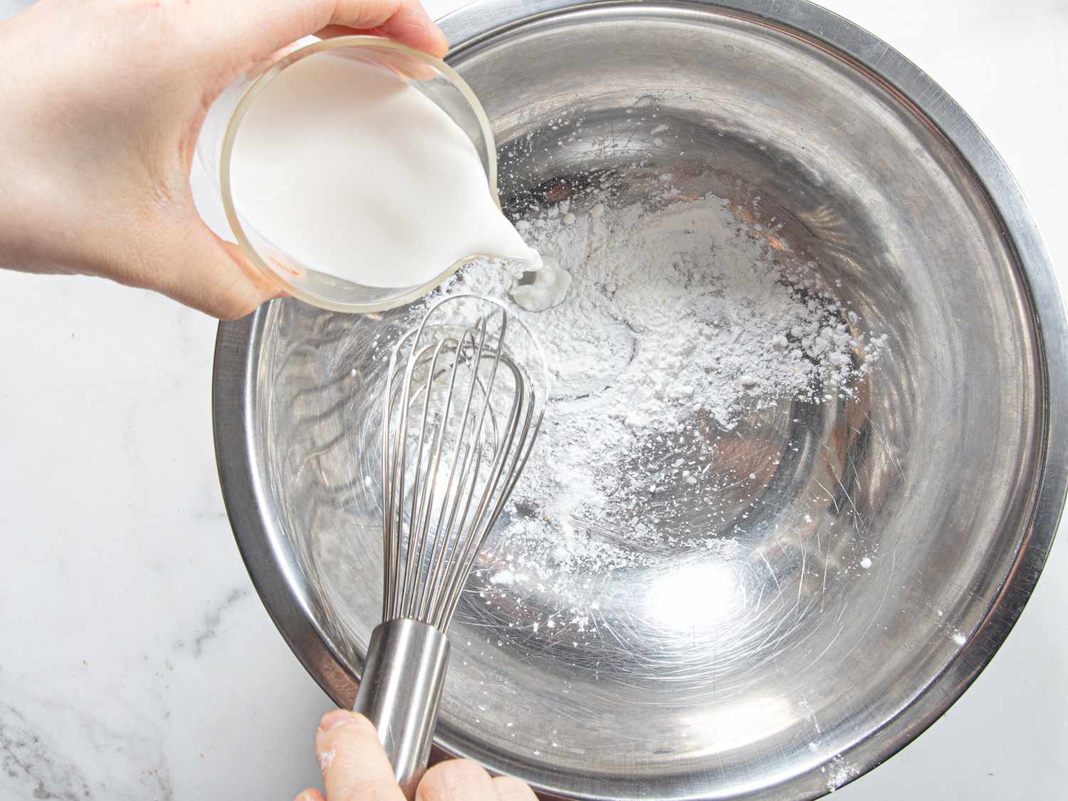 Overhead view of making slurry