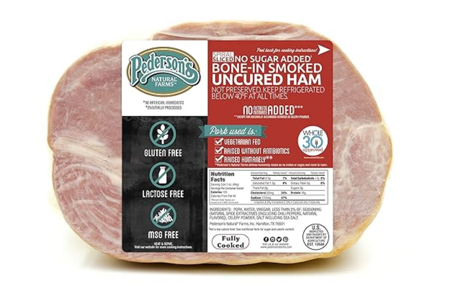 Pederson&rsquo;s Farms Uncured Bone-in Spiral Sliced Half Ham