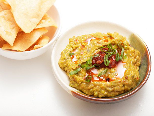 Closeup of Guacamole With Fermented Chili Bean Paste.