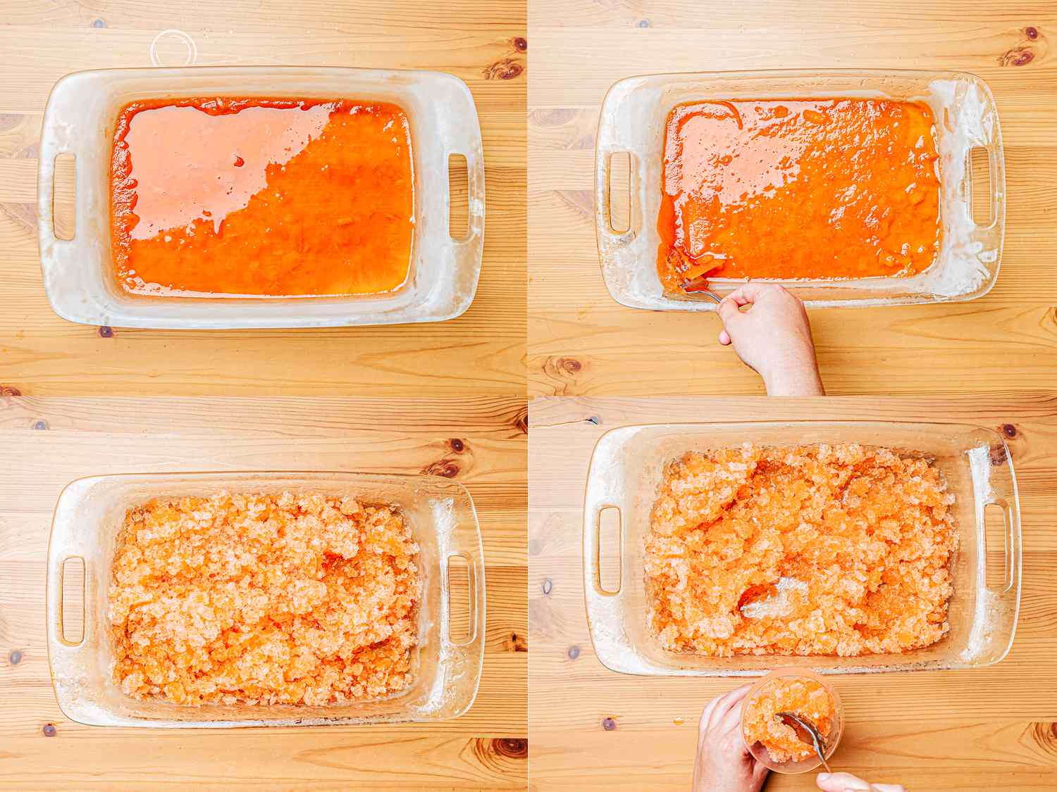 Four image collage of scraping igranita