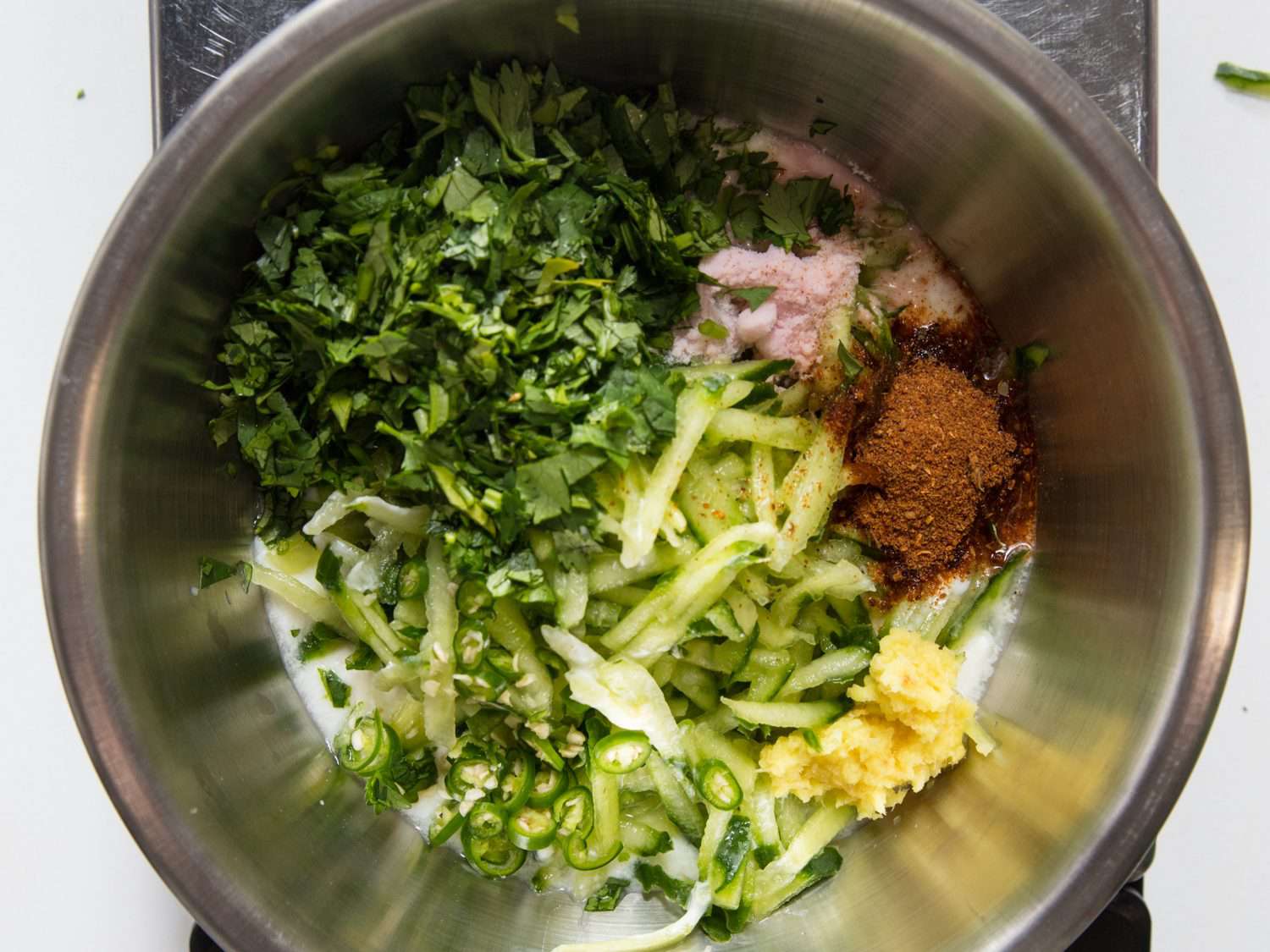 Mixing together raita