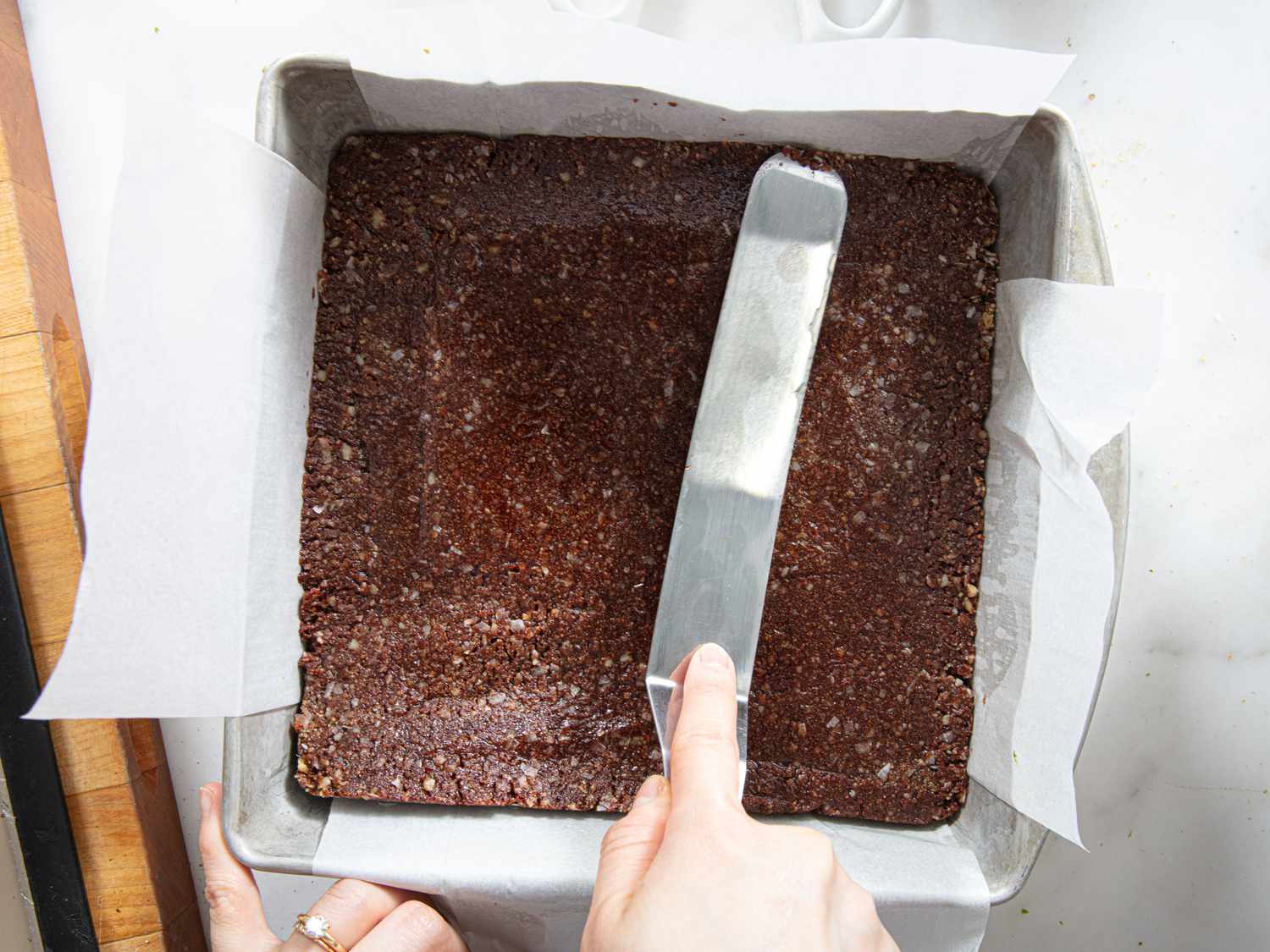 Overhead view of spreading into even layere