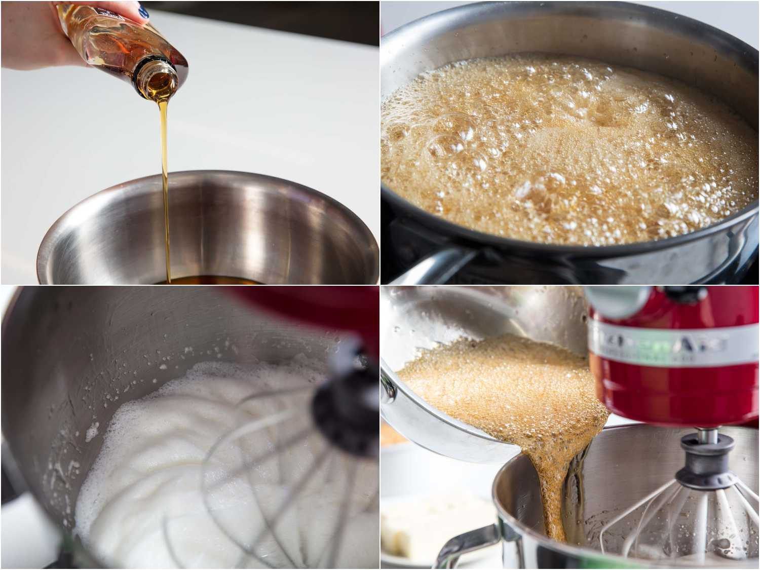 making Italian buttercream with maple syrup