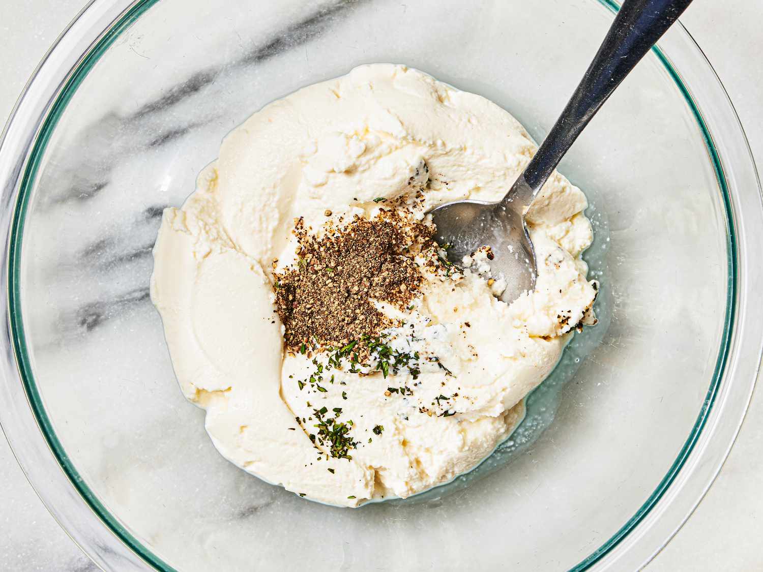 Cheese mixture in a bowl