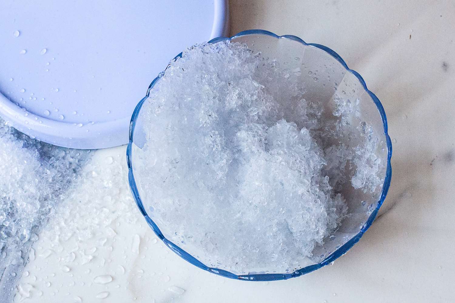 A bowl containing finely crushed ice