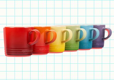Le Creuset espresso cups arranged in a gradient of colors