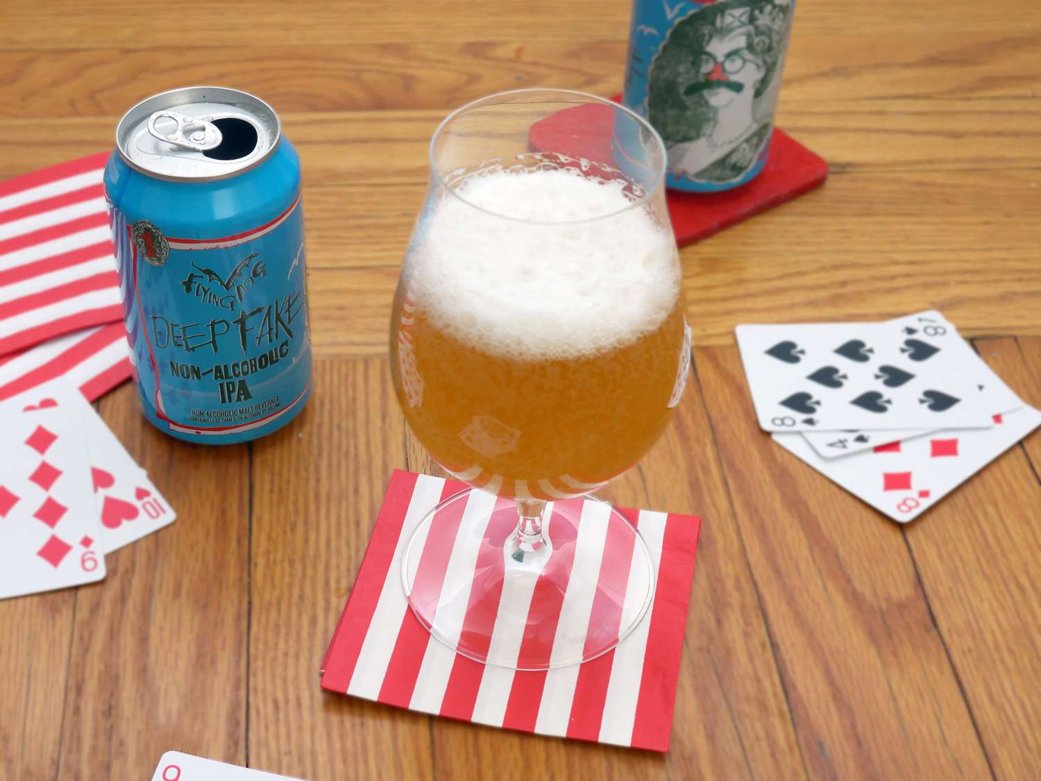 a glass of flying dog deep fake ipa