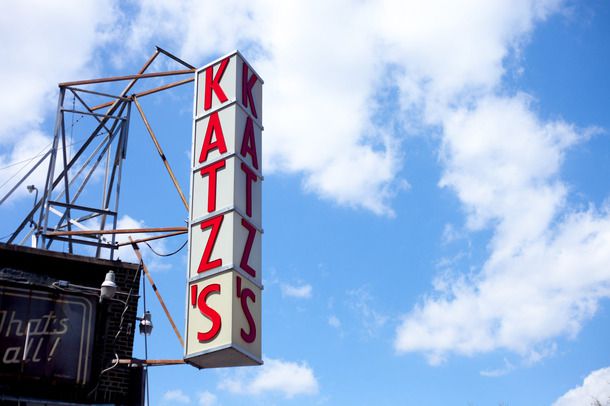 Katz's sign against blue sky.
