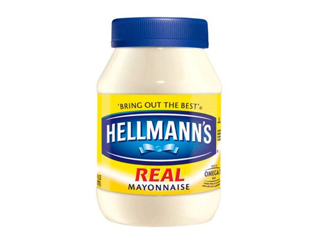 Jar of Hellman's brand mayonnaise.