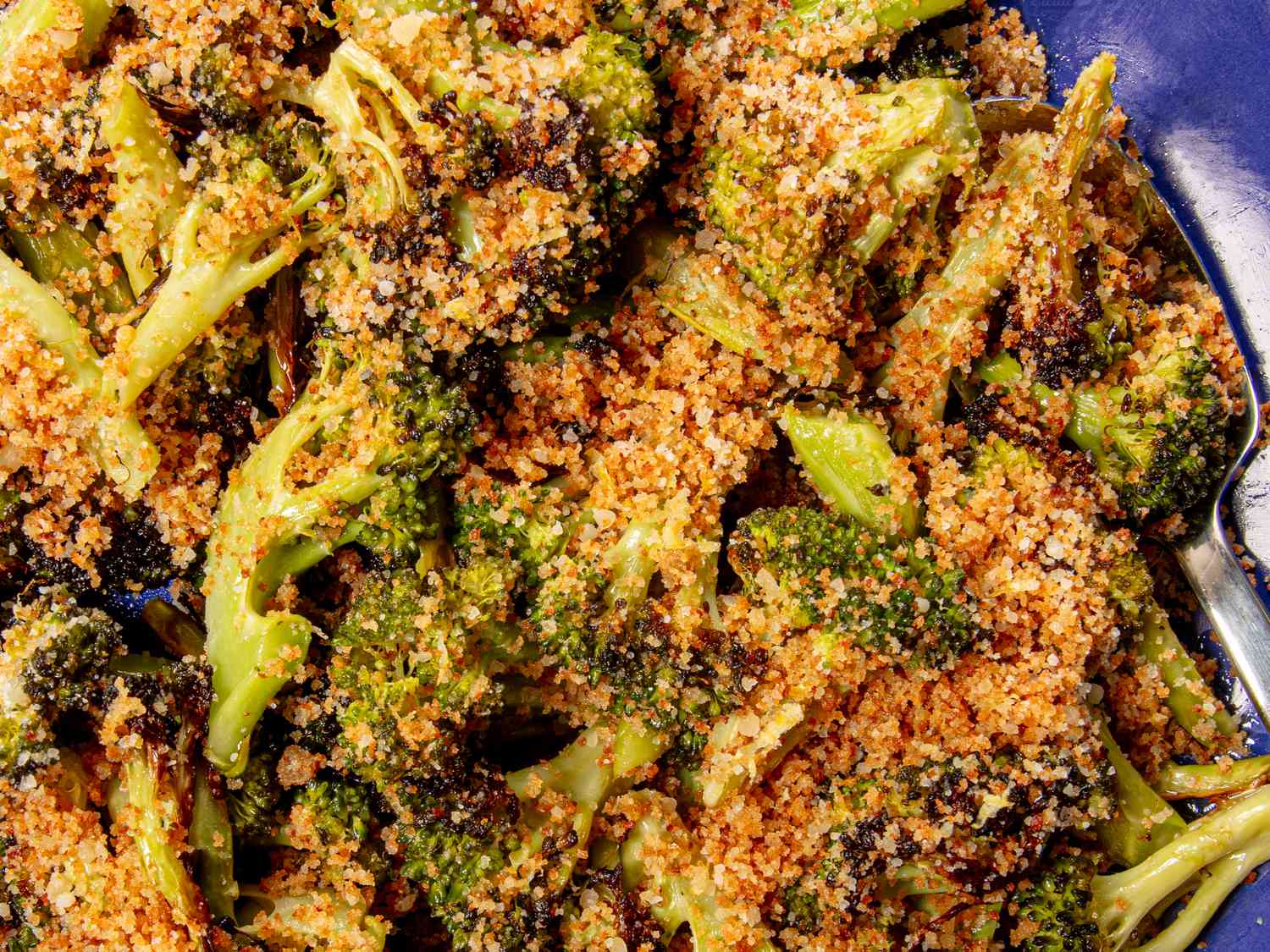 Overehead view of caesar bread crumbs
