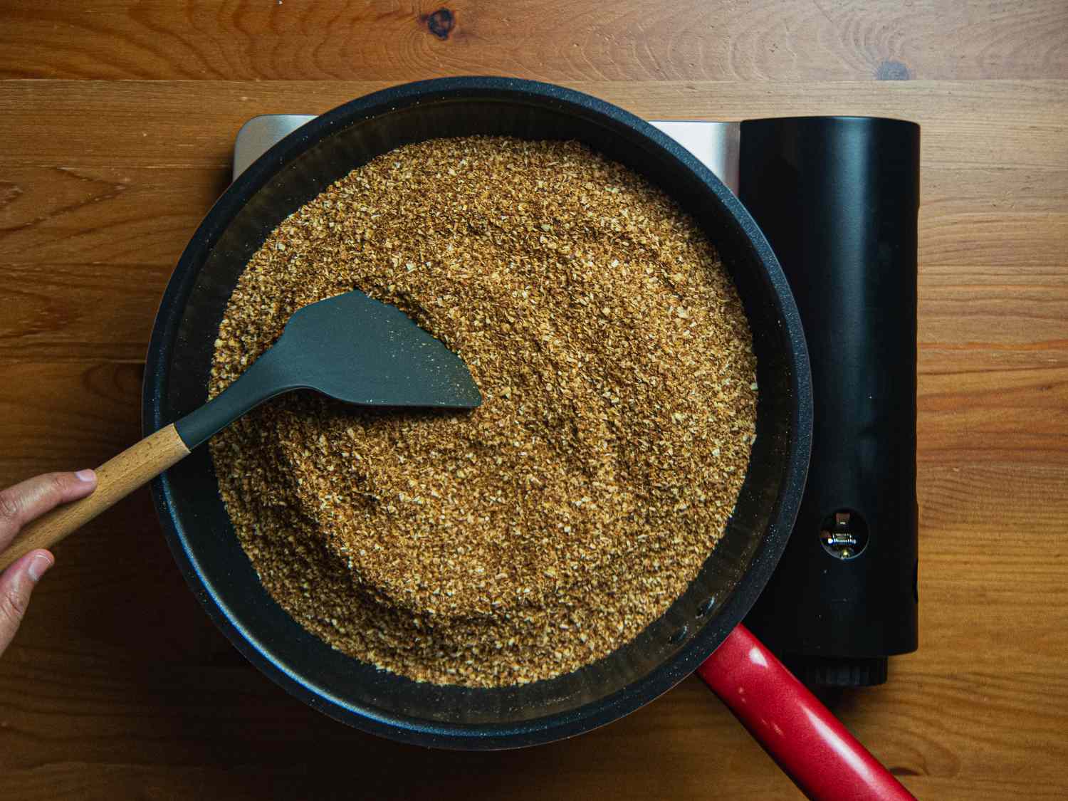 Overhead view of toasted coconut