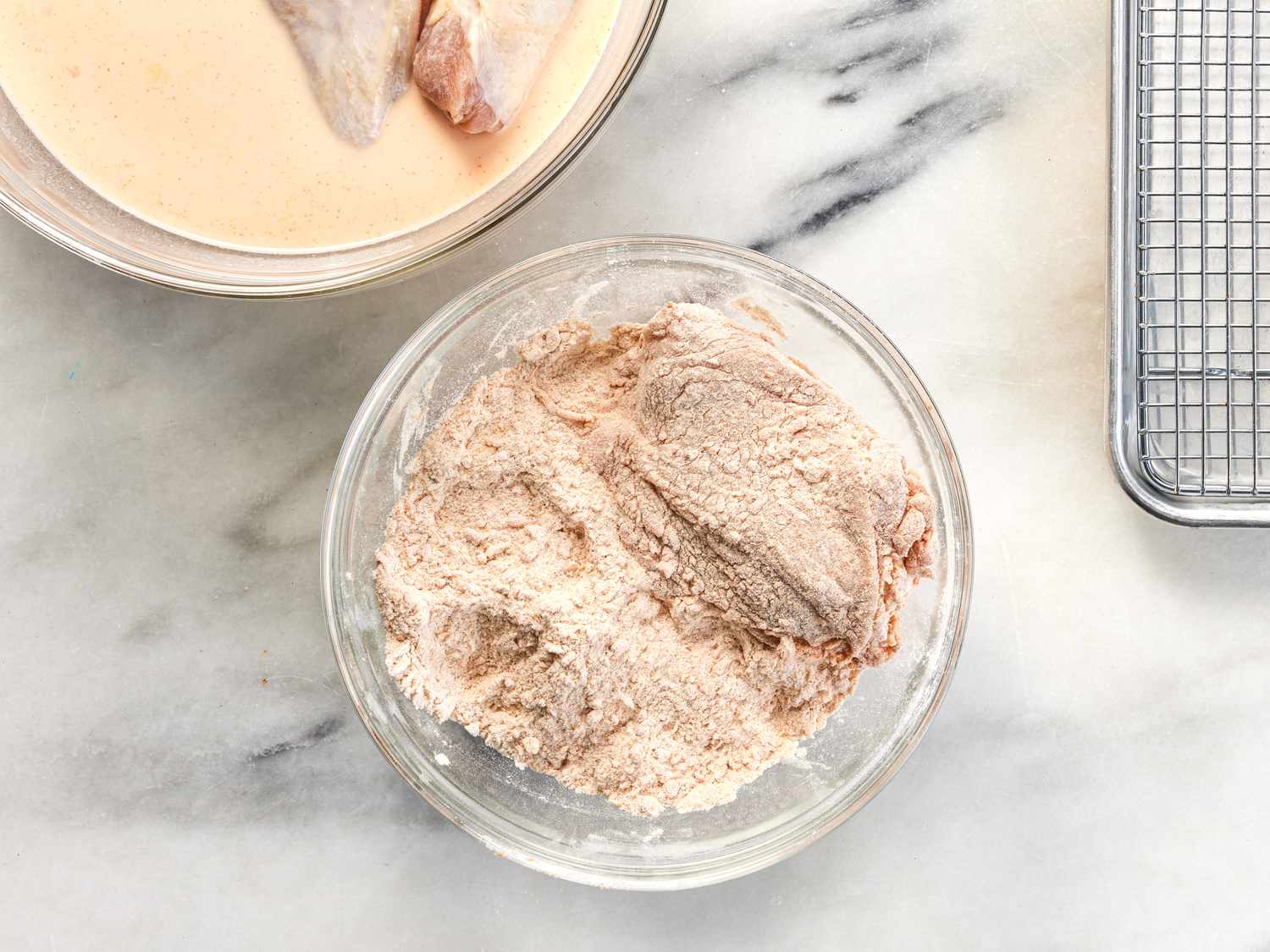 Battering chicken for air frying 