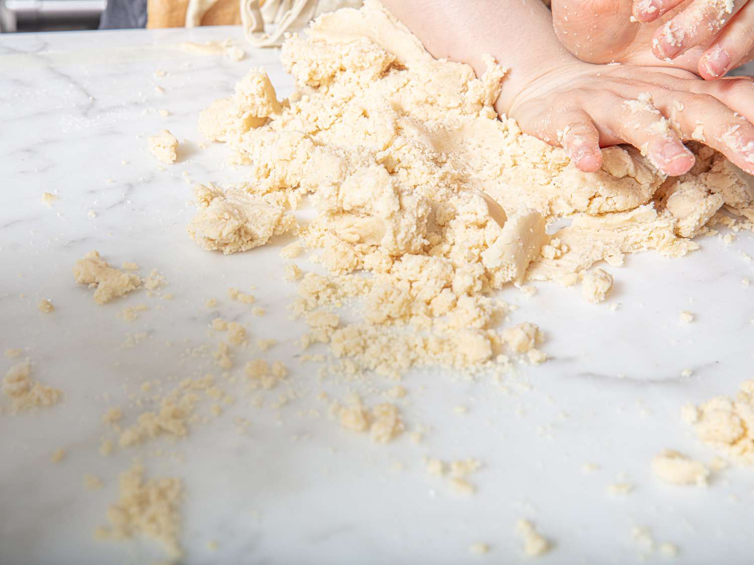 Side view of pushing dough