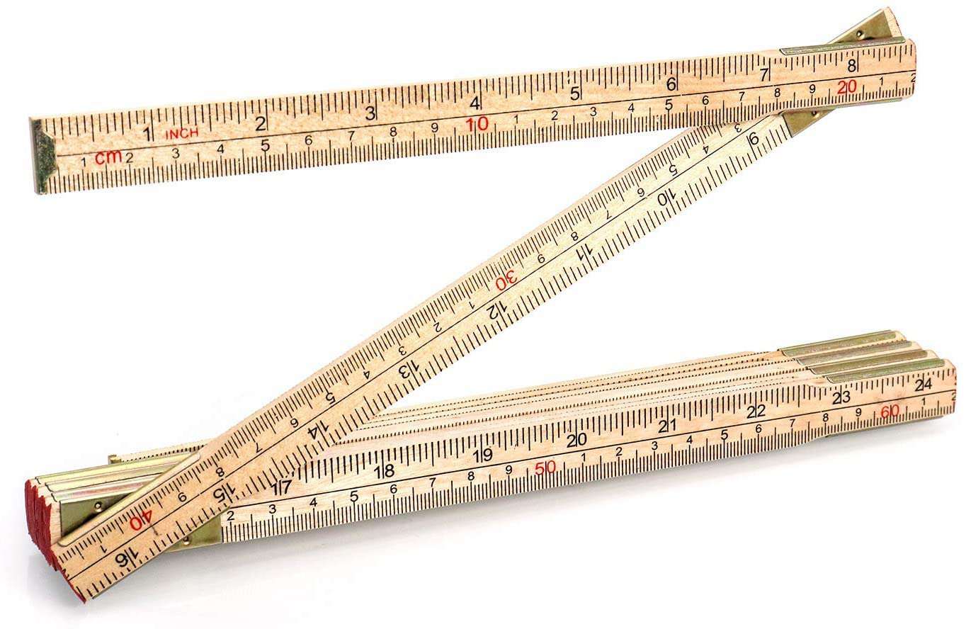 QWORK Folding Wood Ruler, 6-FT, 6-Inch With US and Metric Measurements
