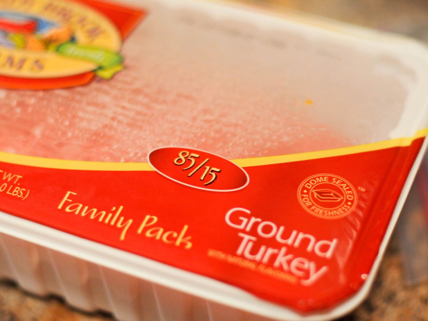  A package of ground turkey meat.