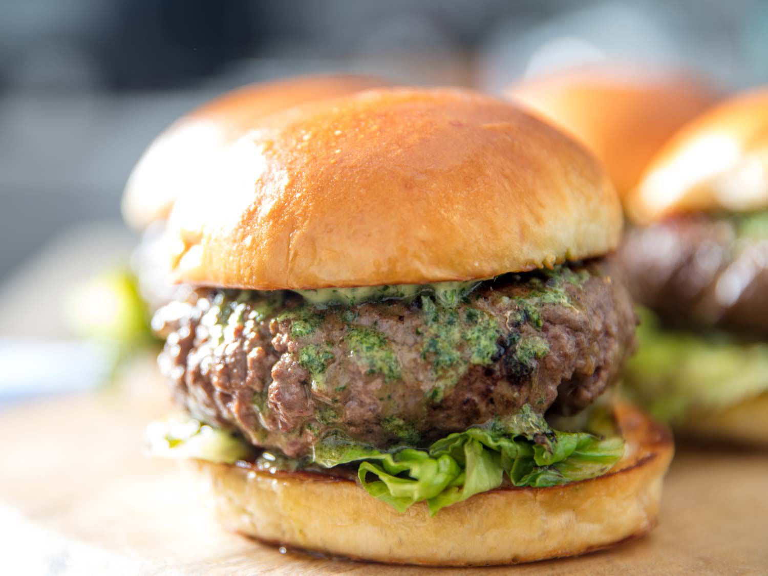 Burger with compound butter and garlic confit