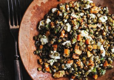 French Lentil Salad with Goat Cheese and Walnuts