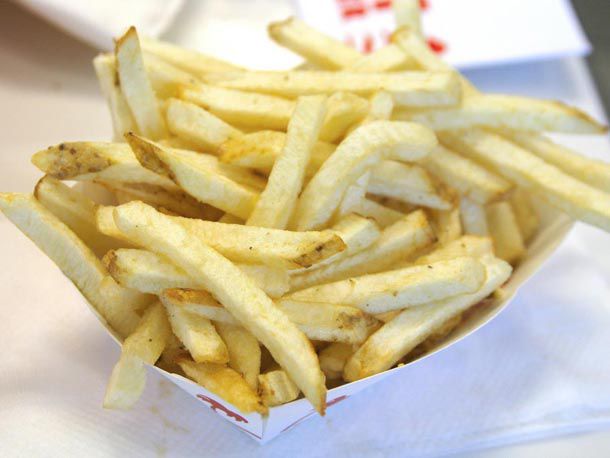 French fries that have been lightly cooked