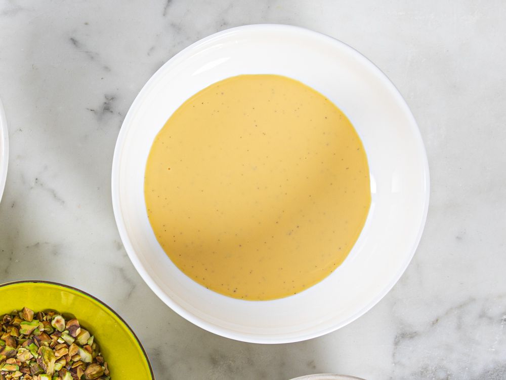 Creme anglaise in white bowl 